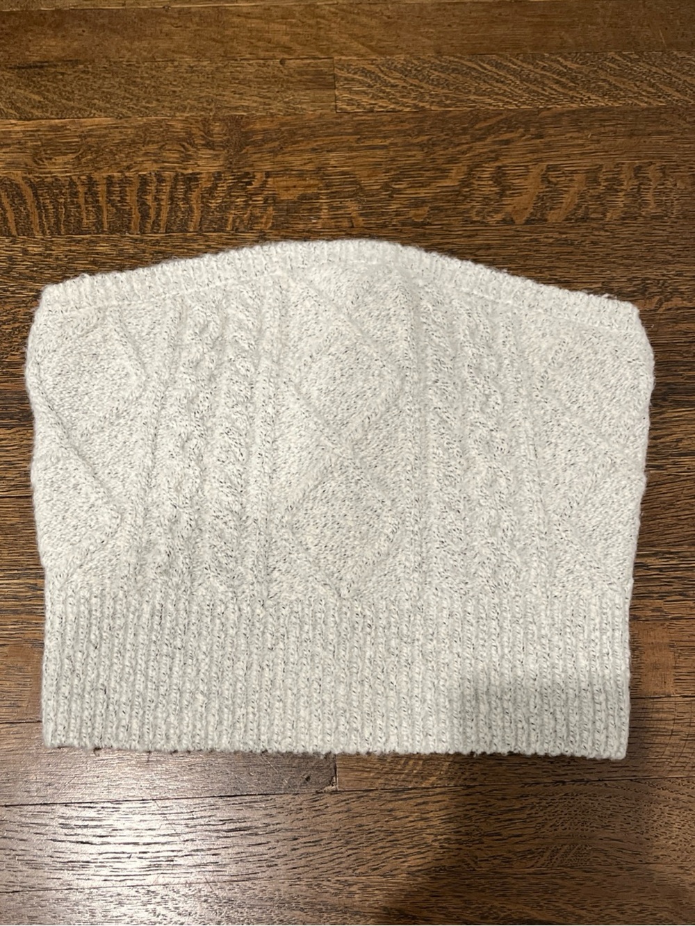 STAUD Aileen Grey Cable Knit Tube Top. Size Small